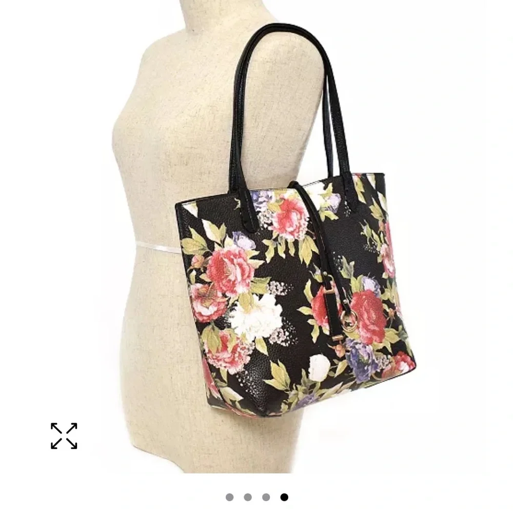 Floral Peony Faux Leather Tote & Crossbody Bag combo - Picture 2 of 10